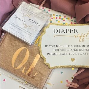 Gold Diaper Raffle Cards for Baby Shower